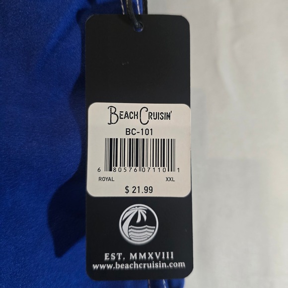 Beach Cruisin Swim Trunks Royal Blue XXL Elastic Waist Pockets - Picture 2 of 3